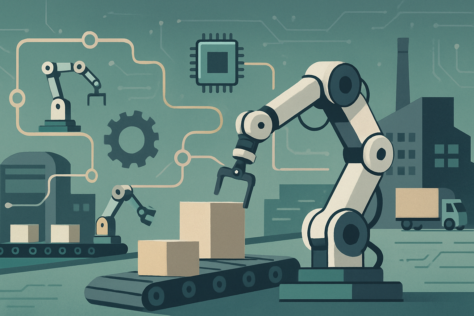 RobotSpace AI editorial illustration for RobotSpace 분석: 삼성전자의 직접 로봇 사업 진출 보도 — 레인보우로보틱스·에스피지 수혜 기대