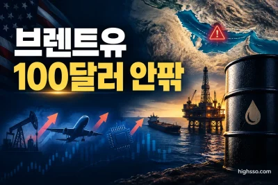 브렌트유 100달러 안팎과 호르무즈 해협 운송 불확실성을 보여주는 미국주식 뉴스 인포그래픽