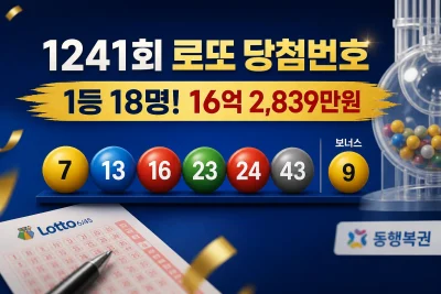 로또 1241회 당첨번호 대표 이미지