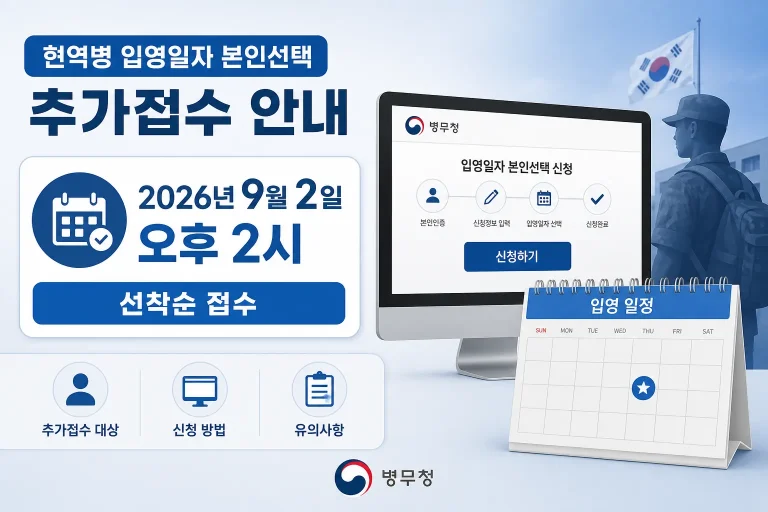 2026년 9월 2일 현역병 입영일자 본인선택 추가접수 대표 이미지