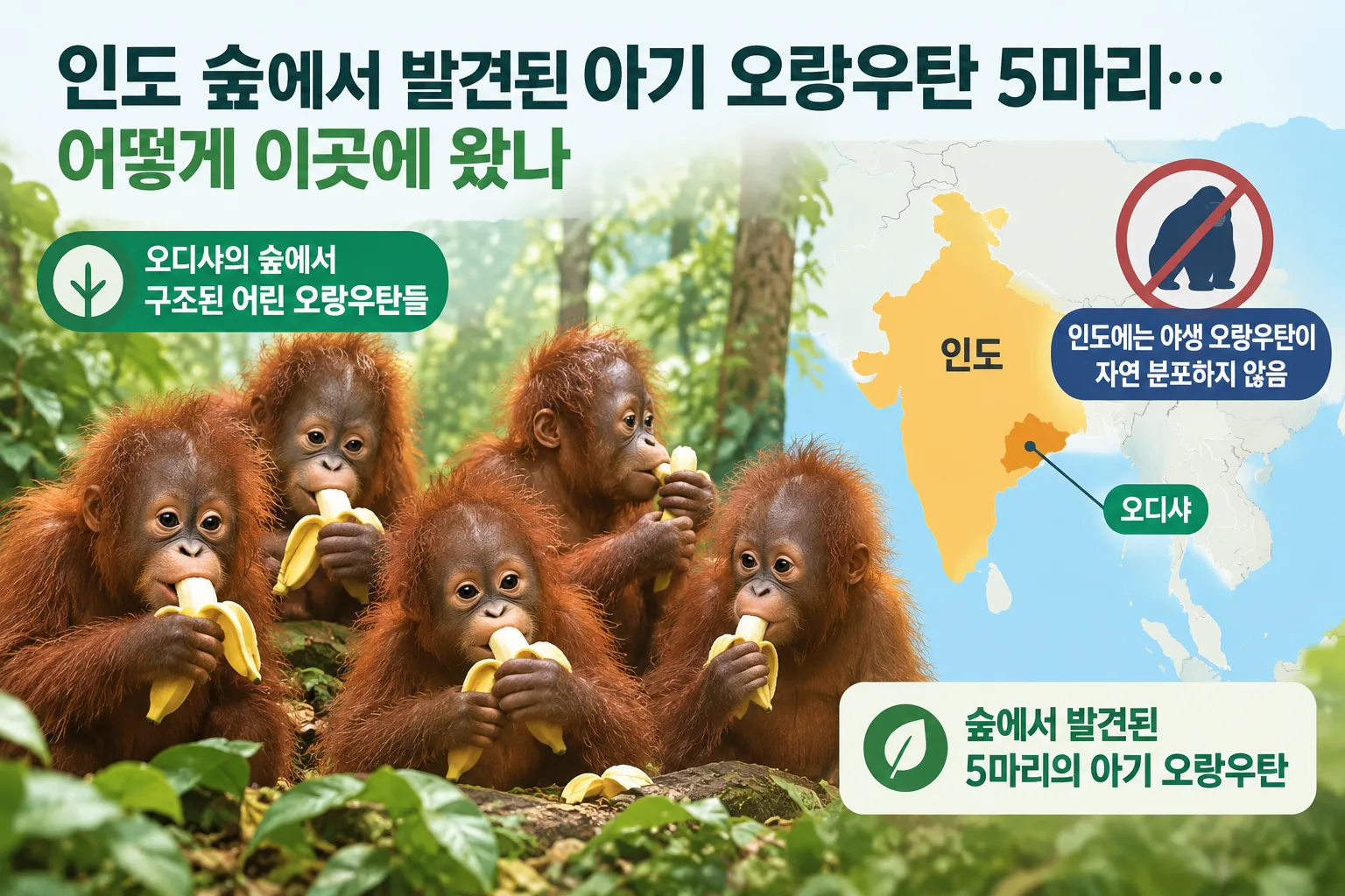 아기 오랑우탄 5마리 핵심 정보