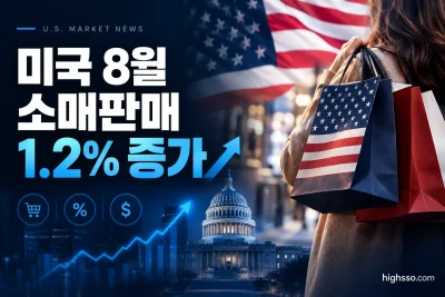 미국 8월 소매판매 1.2% 증가와 소비 회복을 보여주는 금융 뉴스 인포그래픽