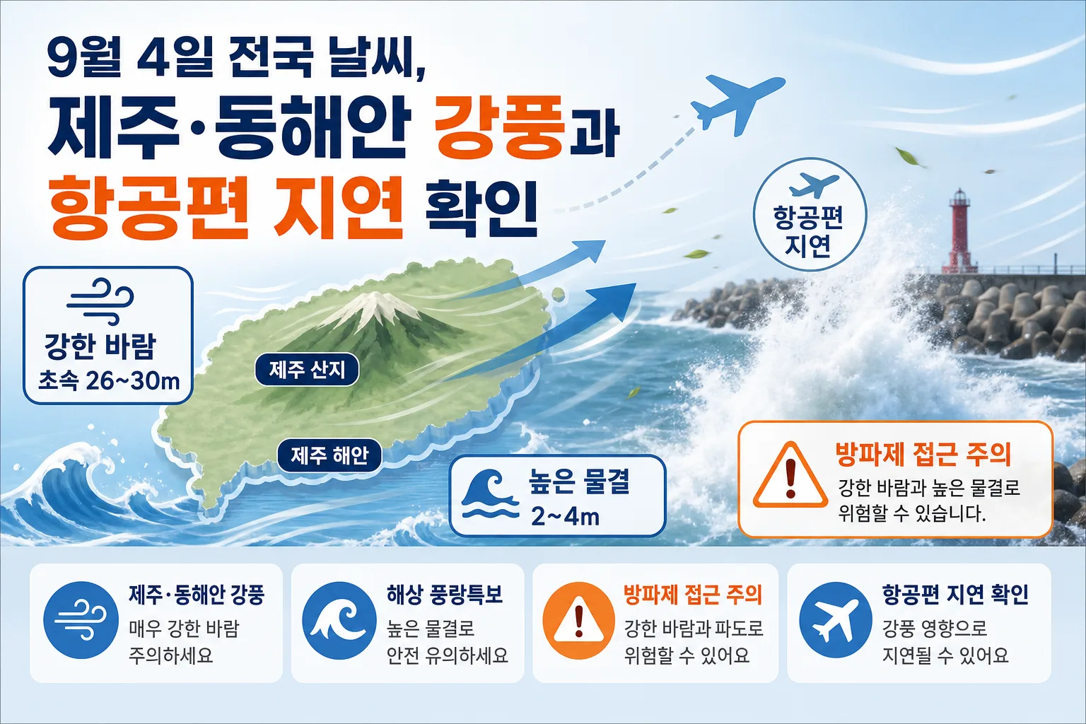 9월 4일 전국 날씨 핵심 정보