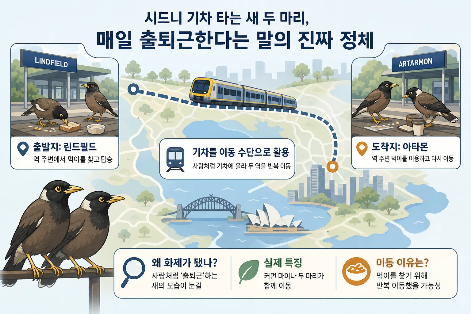 시드니 기차 타는 새 핵심 정보