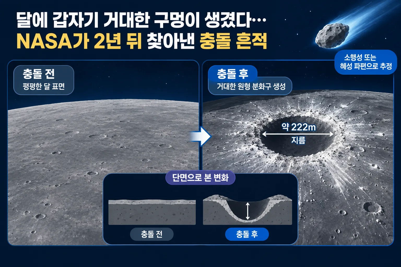 달에 갑자기 거대한 구멍이 생겼다 핵심 정보