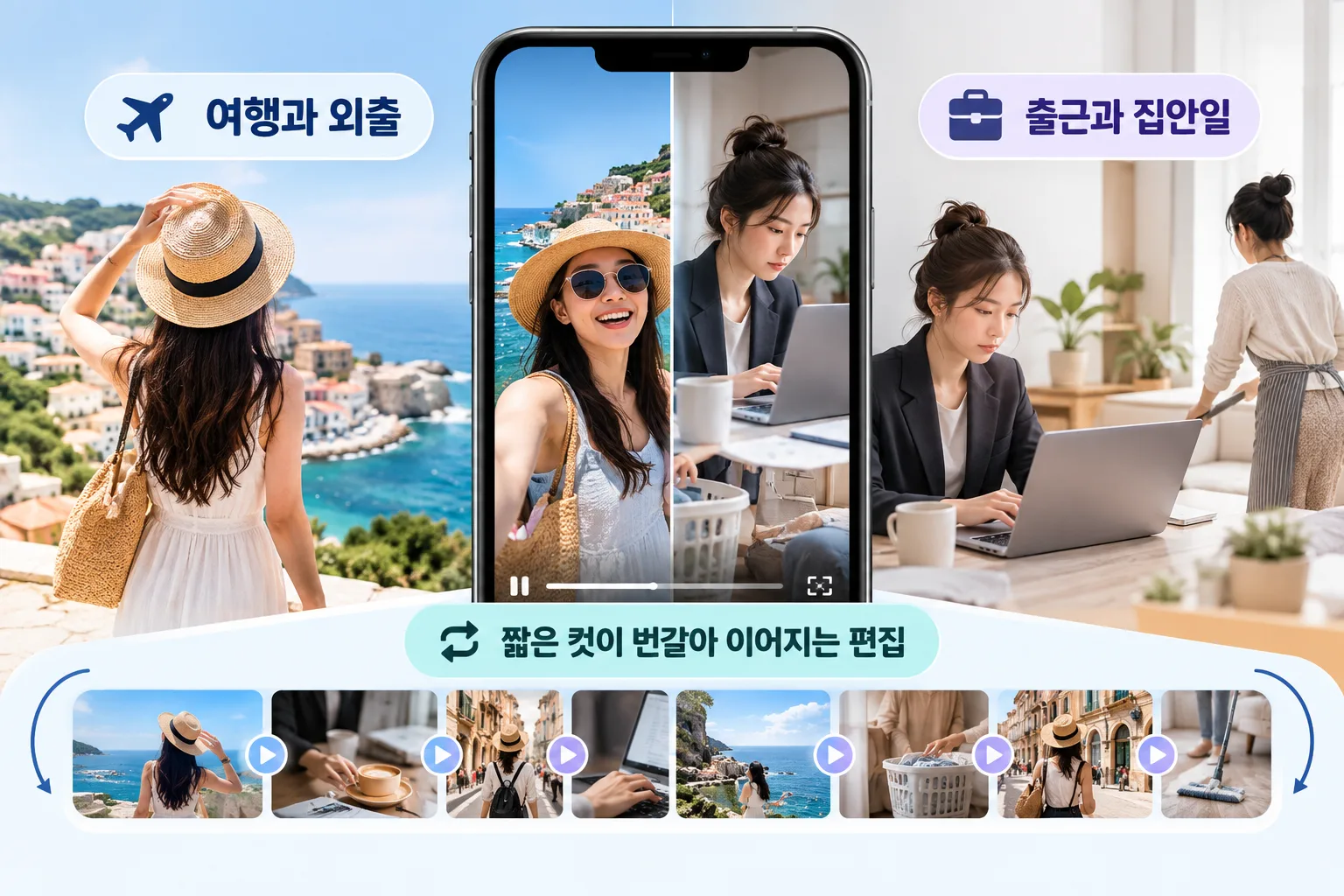 분할 화면 영상 핵심 정보