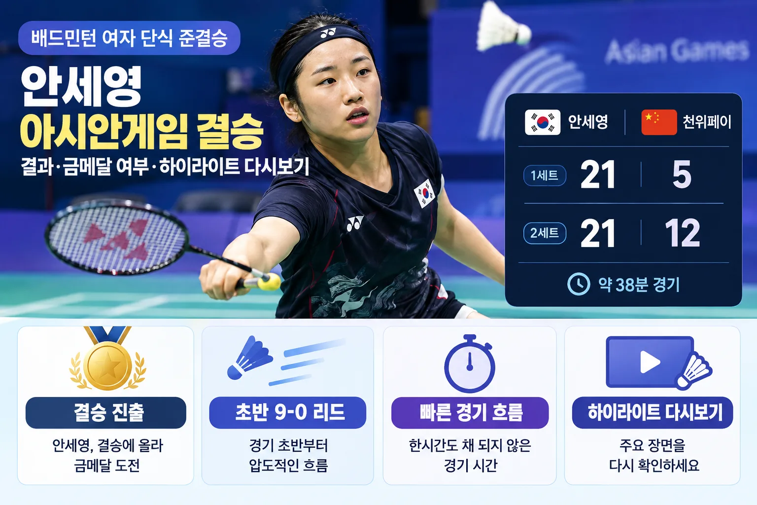 안세영 아시안게임 결승 결과 핵심 정보