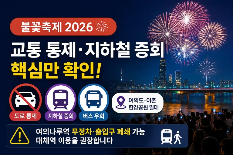 서울세계불꽃축제 2026 교통통제·지하철 증회·버스 우회 총정리 대표 이미지