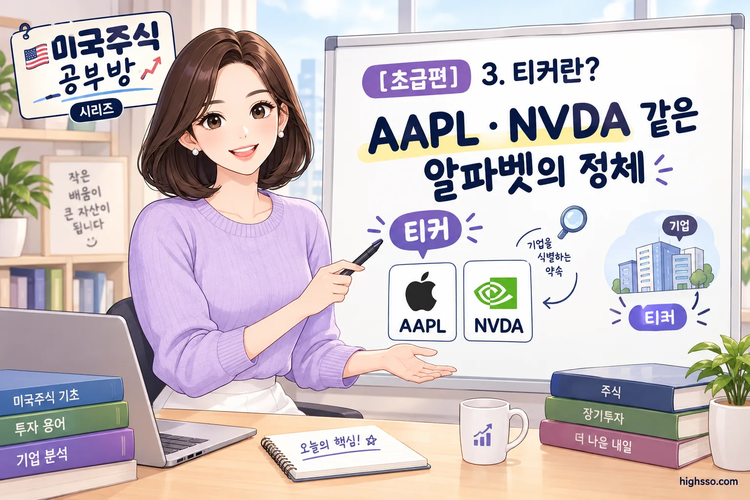 AAPL과 NVDA로 설명하는 미국주식 티커 개념 인포그래픽