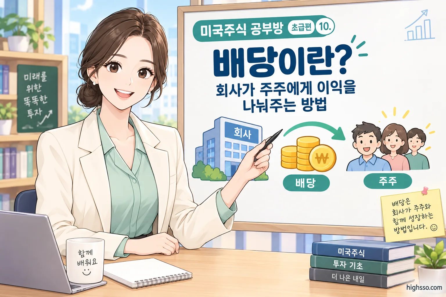 미국주식 배당 뜻과 기업의 이익 분배를 설명하는 인포그래픽