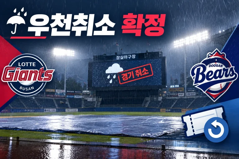 롯데 두산 우천취소 대표 이미지