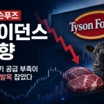 타이슨푸즈 가이던스 하향과 미국 소고기 공급 부족을 보여주는 인포그래픽
