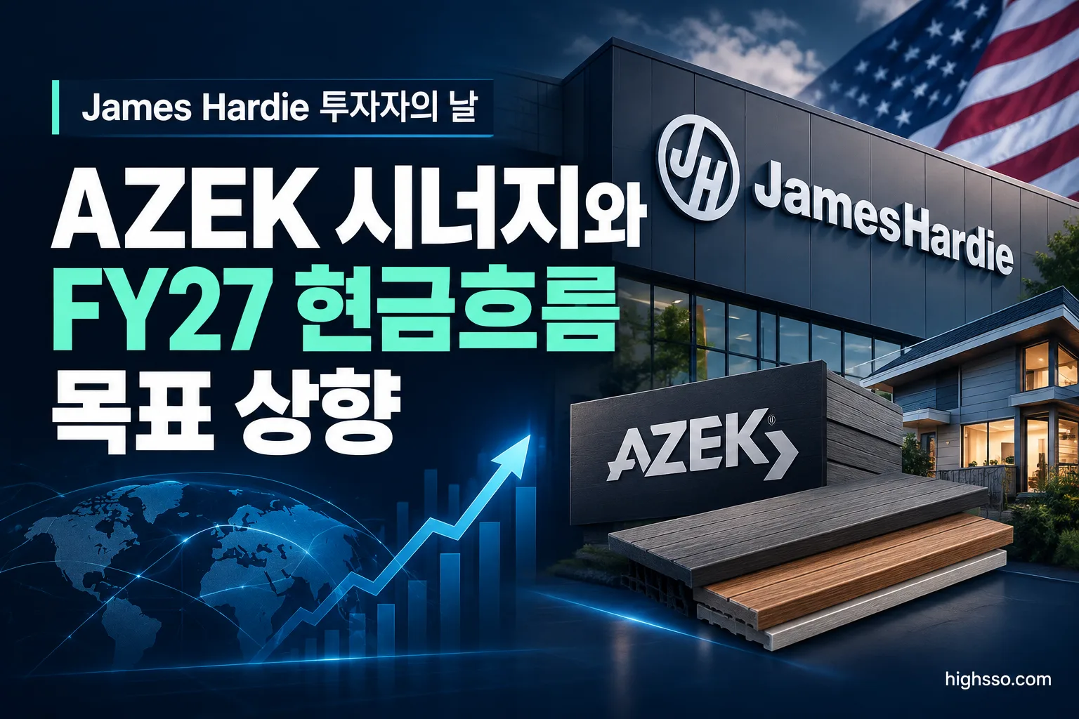 James Hardie 투자자의 날에서 발표된 AZEK 인수 시너지와 성장 목표