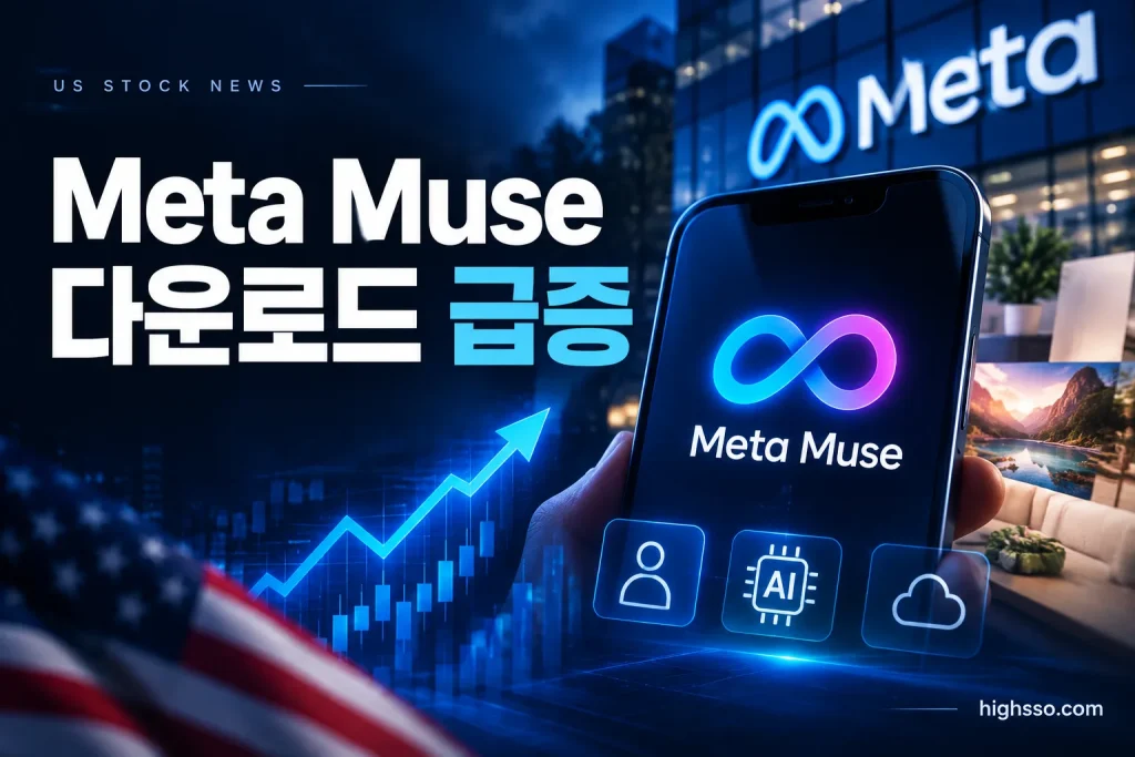 Meta Muse 초기 다운로드 증가와 소비자 AI 수익화 기대를 보여주는 인포그래픽