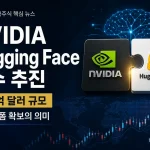 NVIDIA Hugging Face 인수와 129억 달러 규모 오픈소스 AI 플랫폼 거래를 표현한 뉴스 인포그래픽
