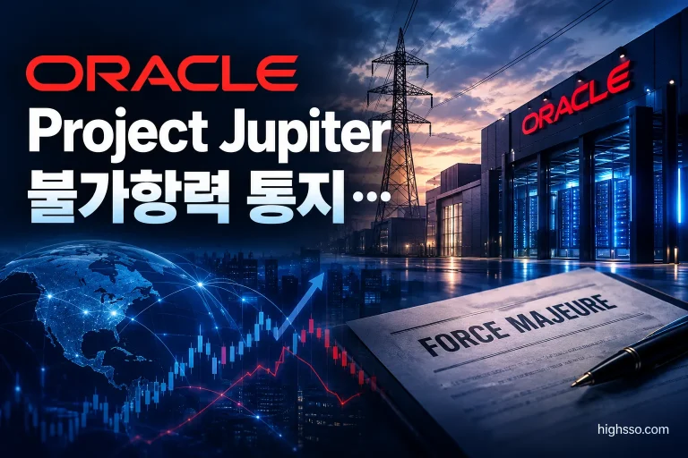 Oracle Project Jupiter 뉴멕시코 AI 데이터센터와 전력 확보 지연을 보여주는 뉴스 인포그래픽