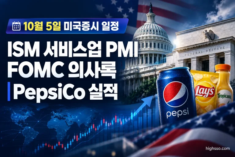 10월 5일 미국증시 일정과 ISM 서비스업 PMI FOMC 의사록 PepsiCo 실적