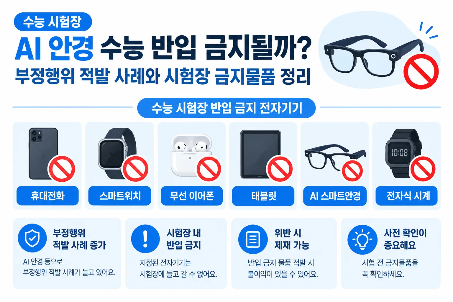 AI 안경 수능 반입 금지 핵심 정보