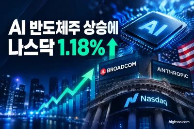 AI 반도체주 상승과 브로드컴 앤트로픽 630억달러 금융 구조를 보여주는 미국 증시 뉴스 이미지