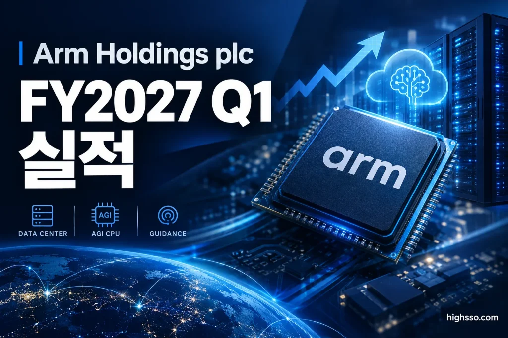 Arm Holdings plc FY2027 Q1 실적 매출 EPS 가이던스와 주가 반응