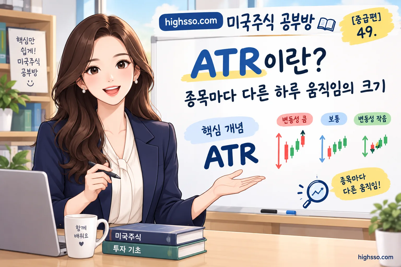 ATR 뜻과 하루 주가 움직임의 크기를 보여주는 미국주식 변동성 인포그래픽