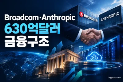 Broadcom·Anthropic 630억달러 금융구조와 AI 컴퓨팅 장비를 보여주는 인포그래픽