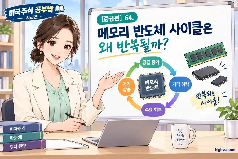 메모리 반도체 사이클의 반복 원리를 보여주는 수요 공급 인포그래픽