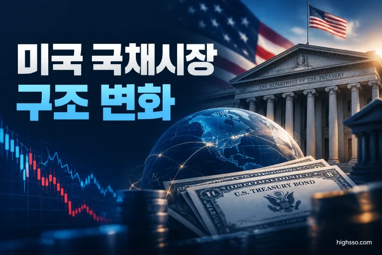 미국 국채시장 구조 변화와 외국 공식기관 보유 비중 11.8%를 보여주는 인포그래픽