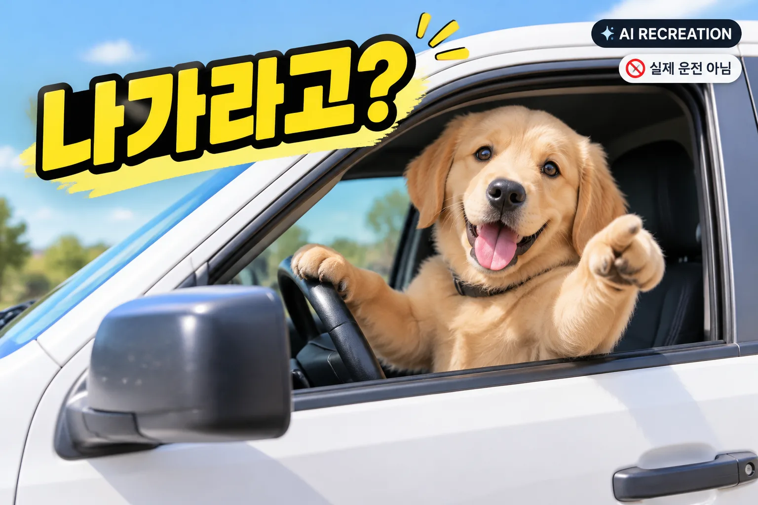 강아지가 운전하면서 나가라고 한다 대표 이미지