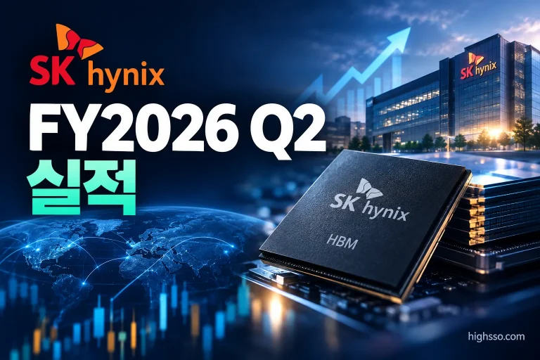 SK hynix FY2026 Q2 실적 매출과 영업이익, HBM4 및 주가 반응 인포그래픽
