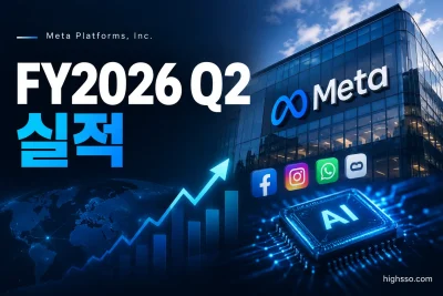 Meta FY2026 Q2 실적의 매출 EPS 가이던스와 주가 반응 인포그래픽