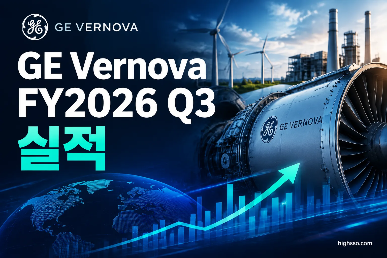 GE Vernova Inc. FY2026 Q3 실적 매출과 가이던스 상향을 보여주는 인포그래픽
