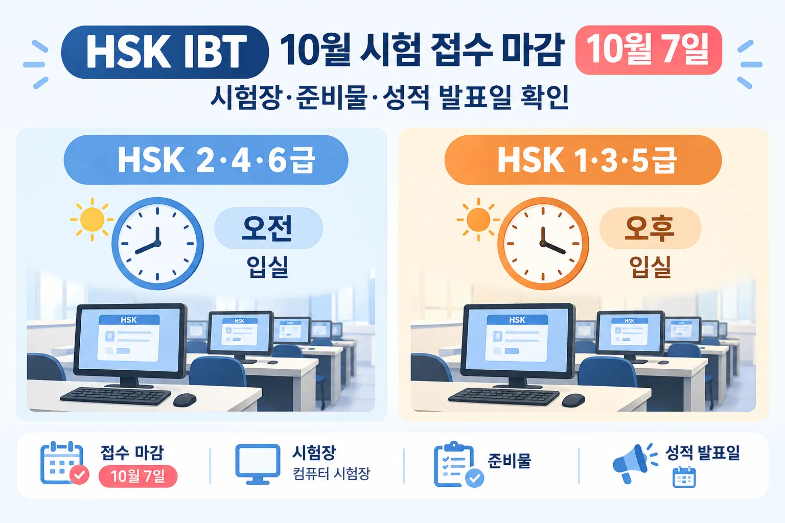HSK IBT 10월 시험 접수 마감 핵심 정보