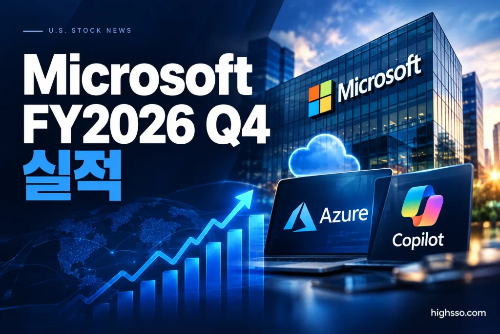 Microsoft Corporation FY2026 Q4 실적과 Azure 성장률을 보여주는 실적 인포그래픽