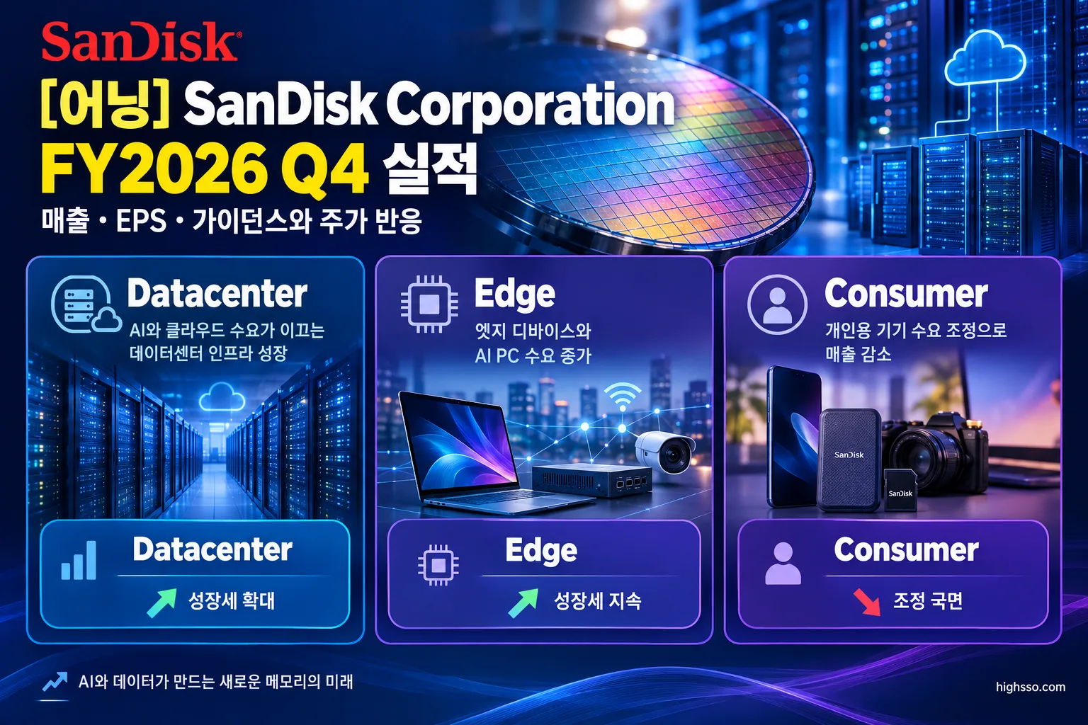SanDisk FY2026 Q4 Datacenter Edge Consumer 사업부별 매출과 성장률