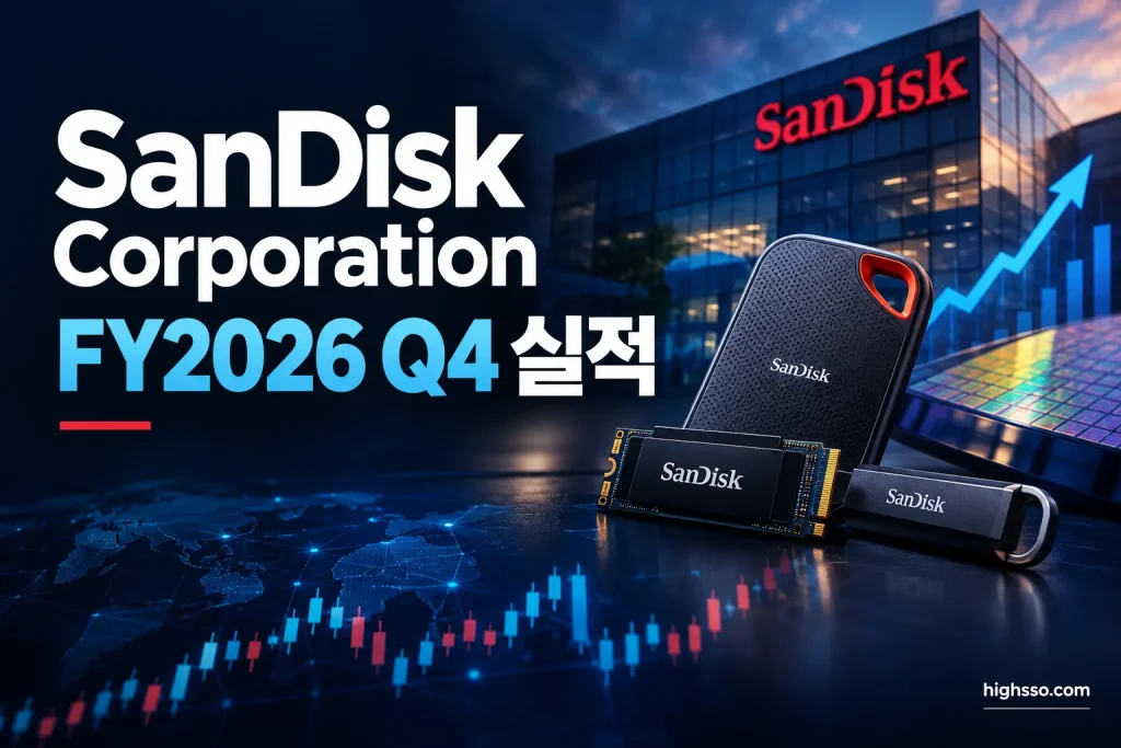 SanDisk Corporation FY2026 Q4 실적 매출 EPS 가이던스와 주가 반응 인포그래픽